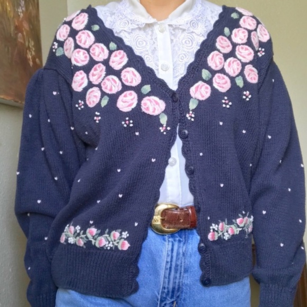 Vintage Rose Oversized Cardigan